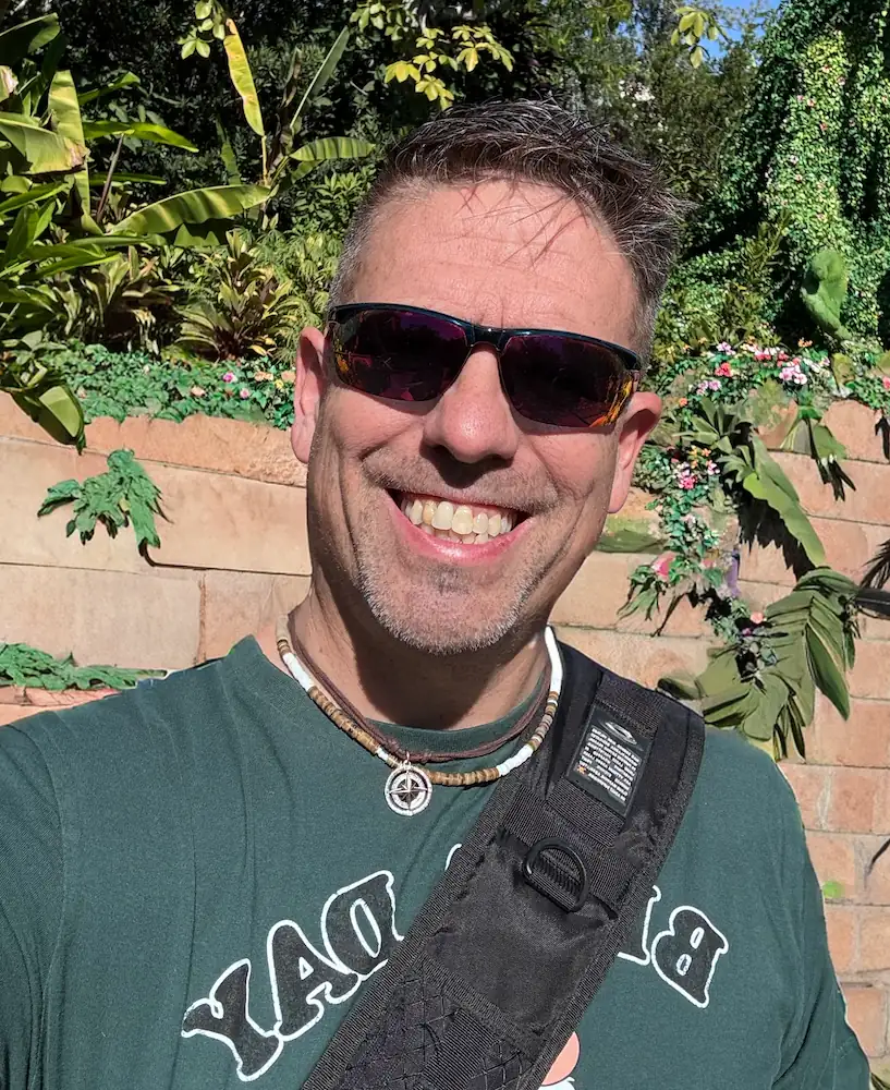 Robert Decker on a walk, smiling